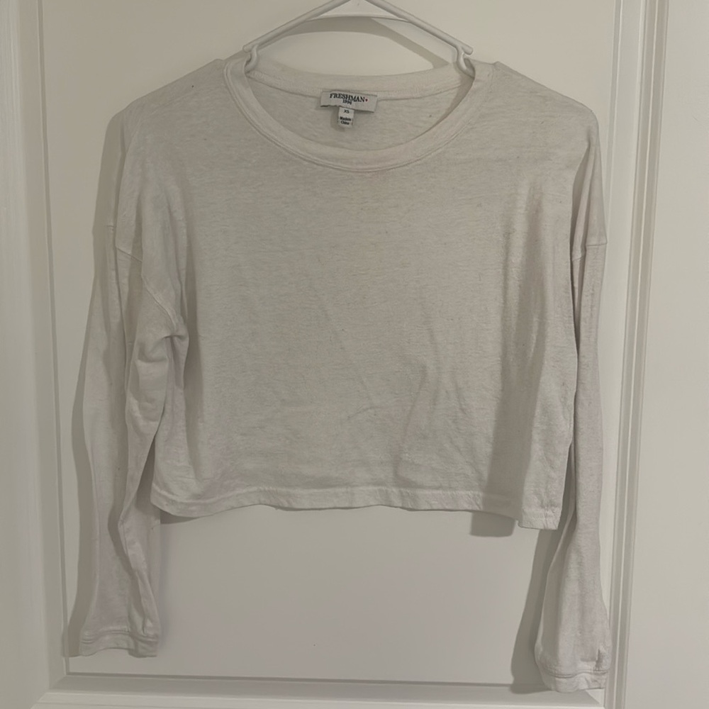 Freshman 1996 White Long Sleeve Crop Top